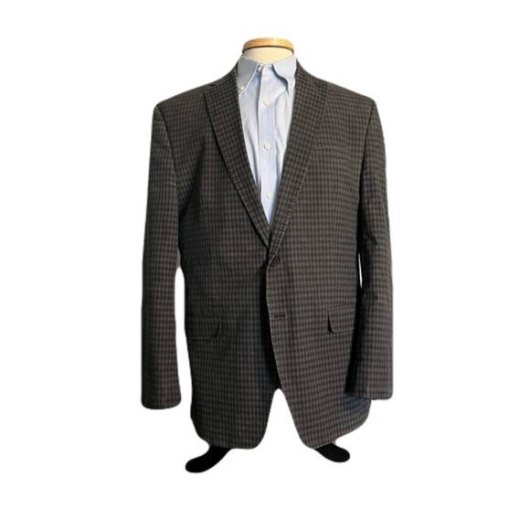 Calvin Klein 42R Gray Check Two Vent Two Button Suit - Picture 1 of 7